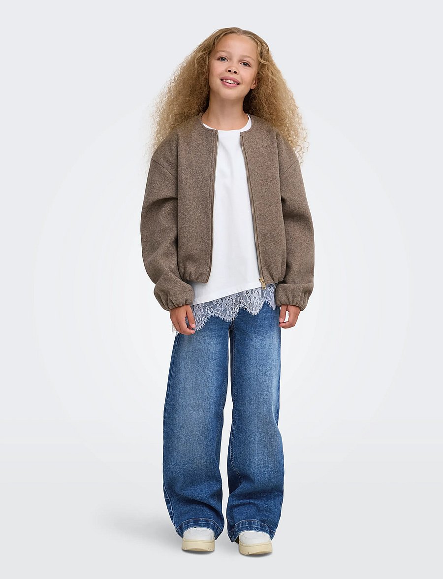 Kids Only - KOGKAMIL S/S ASSYMETRIC LACE TEE JRS - kortærmede t-shirts - white - 4