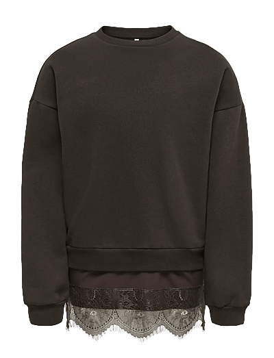 Kogswanna Ls Crew Sateen Lace Bru Ex Swt - Sweatshirts