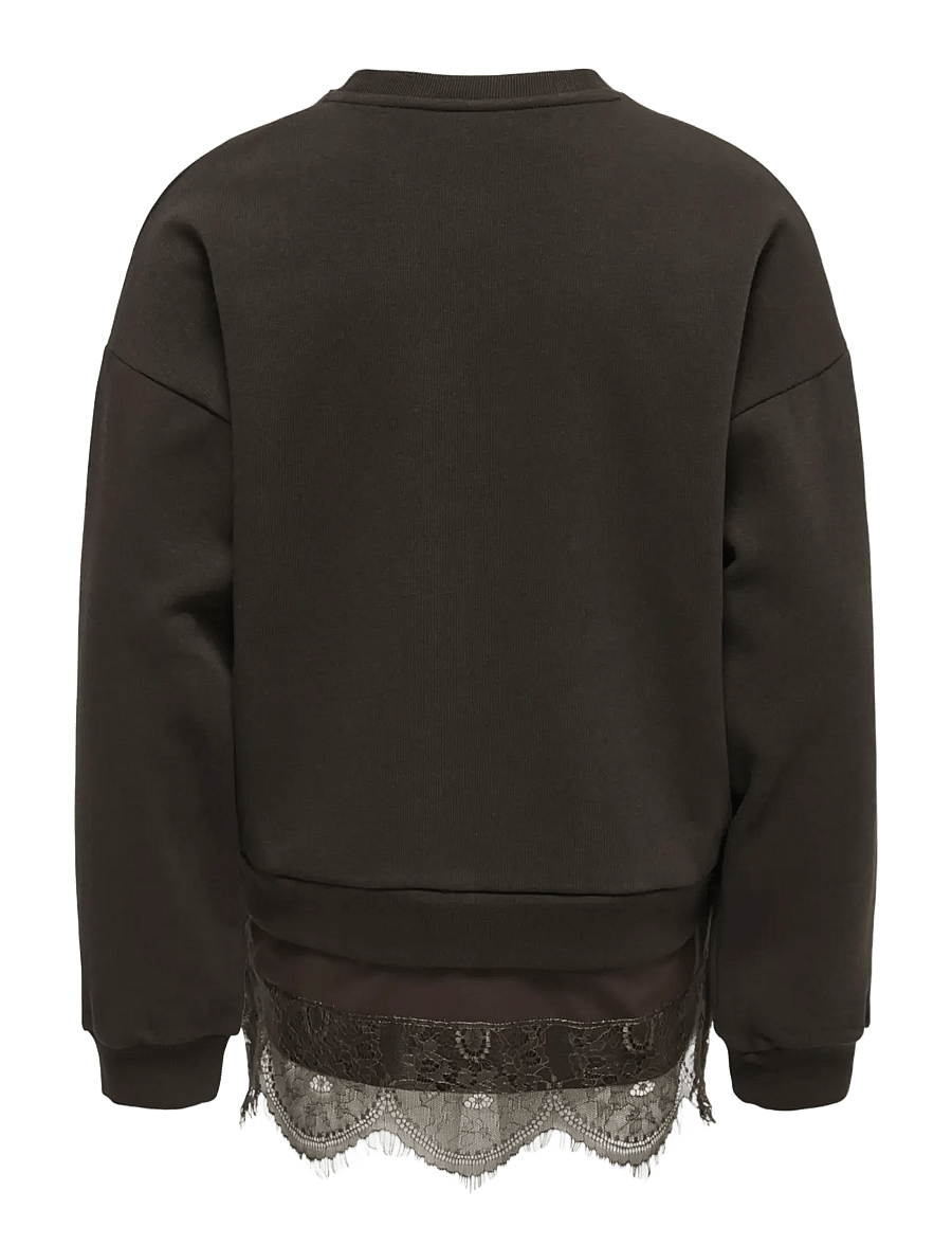 Kids Only - KOGSWANNA LS CREW SATEEN LACE BRU EX SWT - pullover - coffee bean - 1