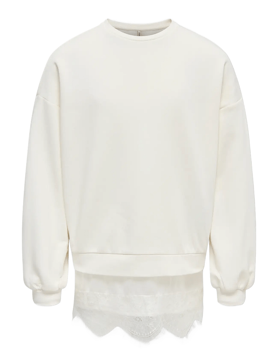 Kids Only - KOGSWANNA LS CREW SATEEN LACE BRU EX SWT - tofu - 0