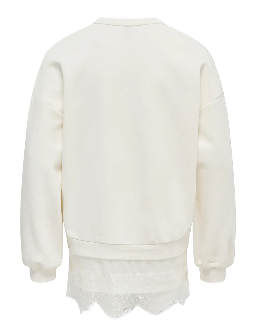 Kids Only - KOGSWANNA LS CREW SATEEN LACE BRU EX SWT - tofu - 1