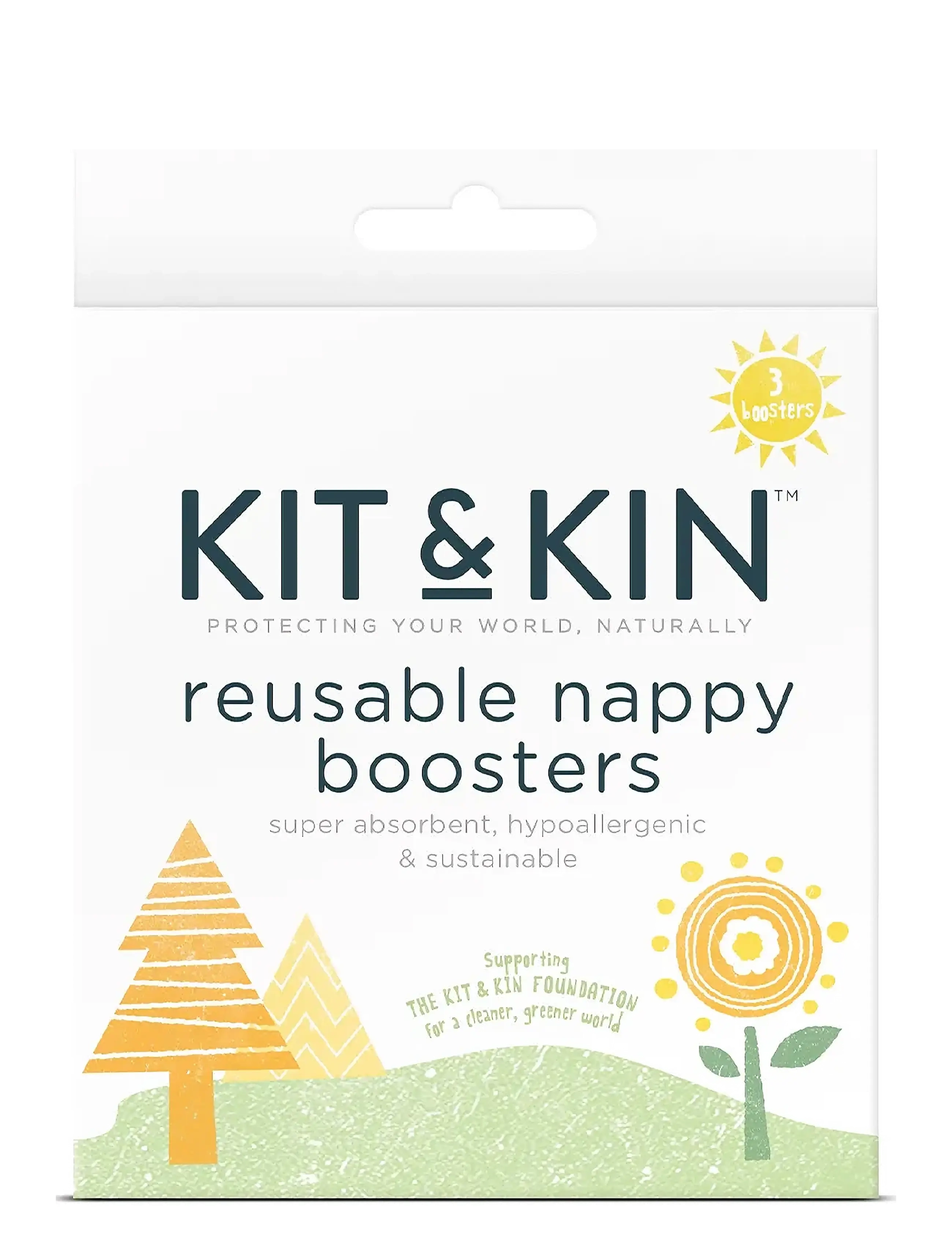 Kit & Kin Reusable Plant Based Boosters 3-P, Børn, Genanvendelige Bleindlæg, Hvid, Str: ONE SIZE