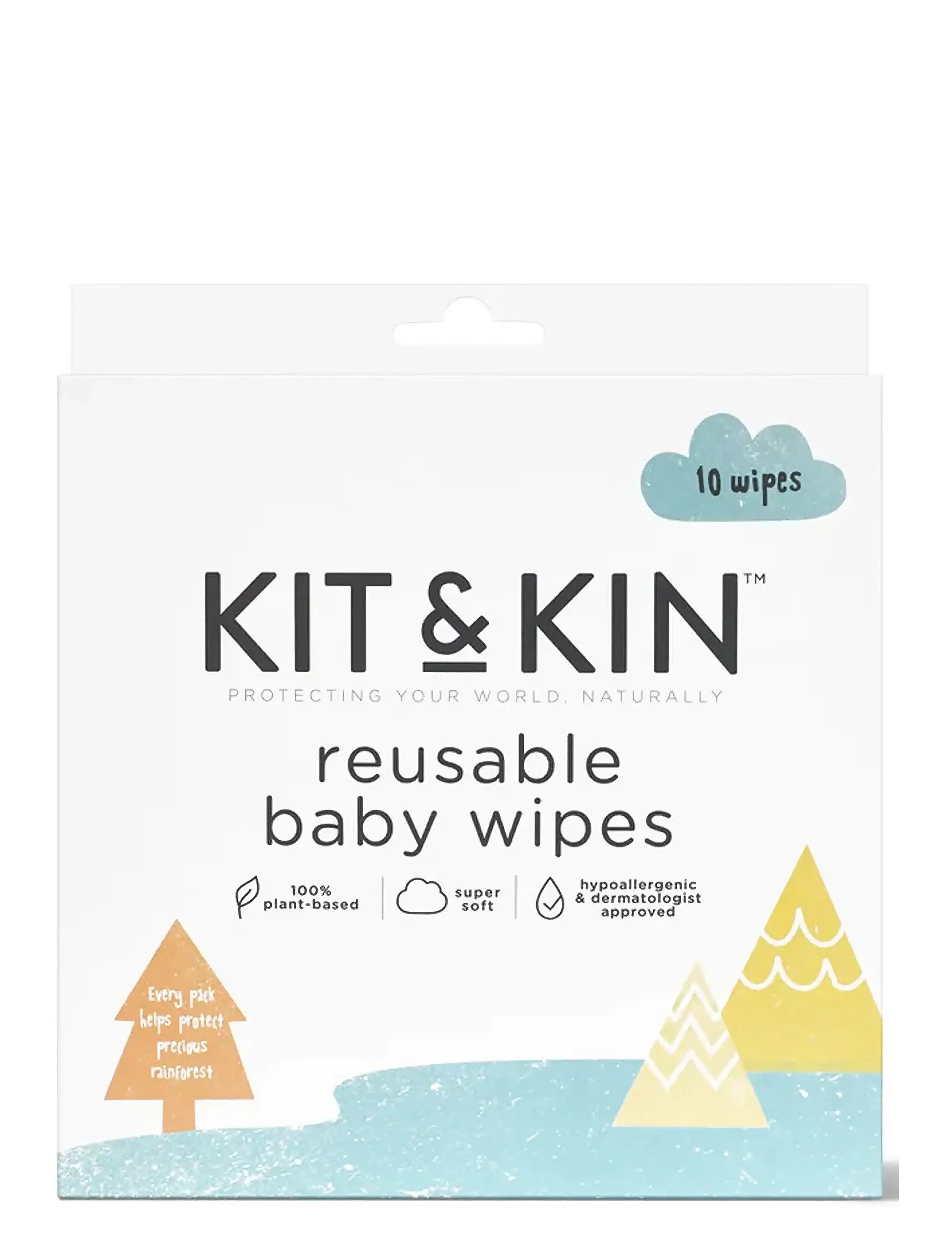 Kit & Kin Reusable Baby Wipes 10-P, Børn, Genanvendelige Babyvådservietter, Hvid, Str: ONE SIZE
