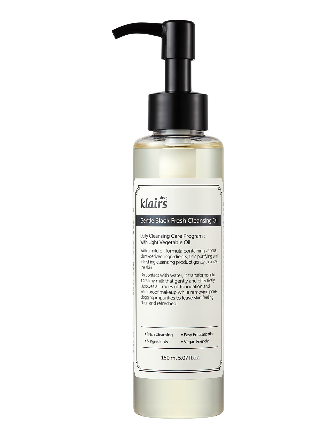 Klairs Gentle Black Fresh Cleansing Oil Full Size - Nude - 150 ML