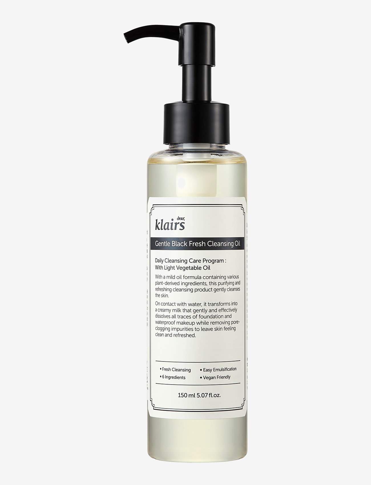 Klairs - Gentle Black Fresh Cleansing Oil Full Size - rengöringsolja - white - 1