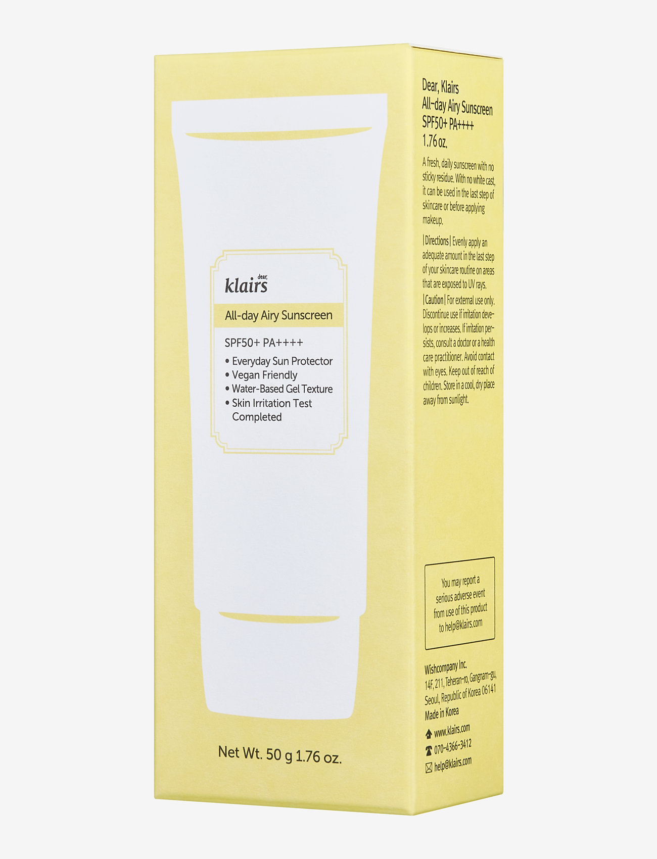 Klairs - All-day Airy Sunscreen - fyrir líkama - white - 2