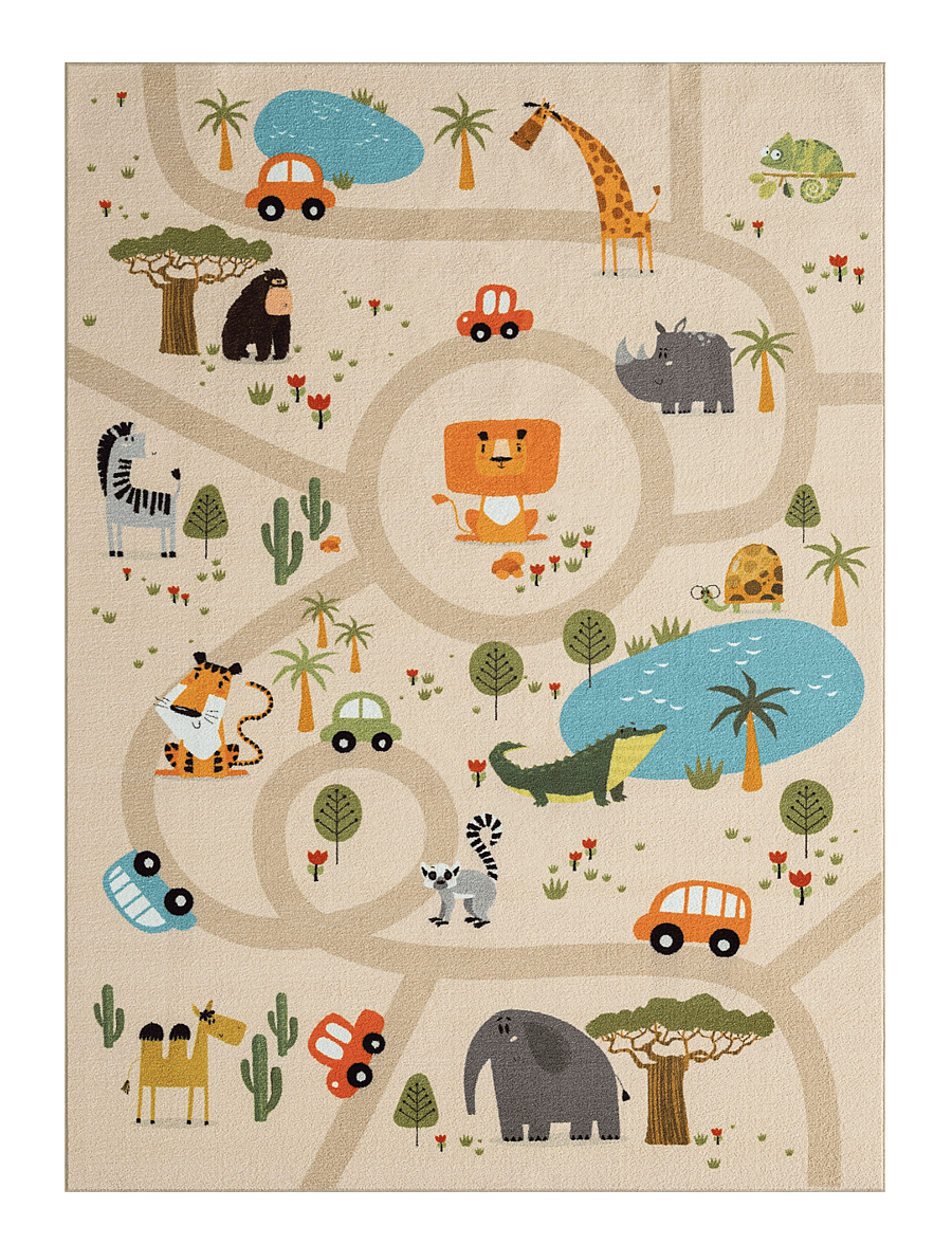 KM Home - Play Animals - rechteckig teppiche - linen - 1