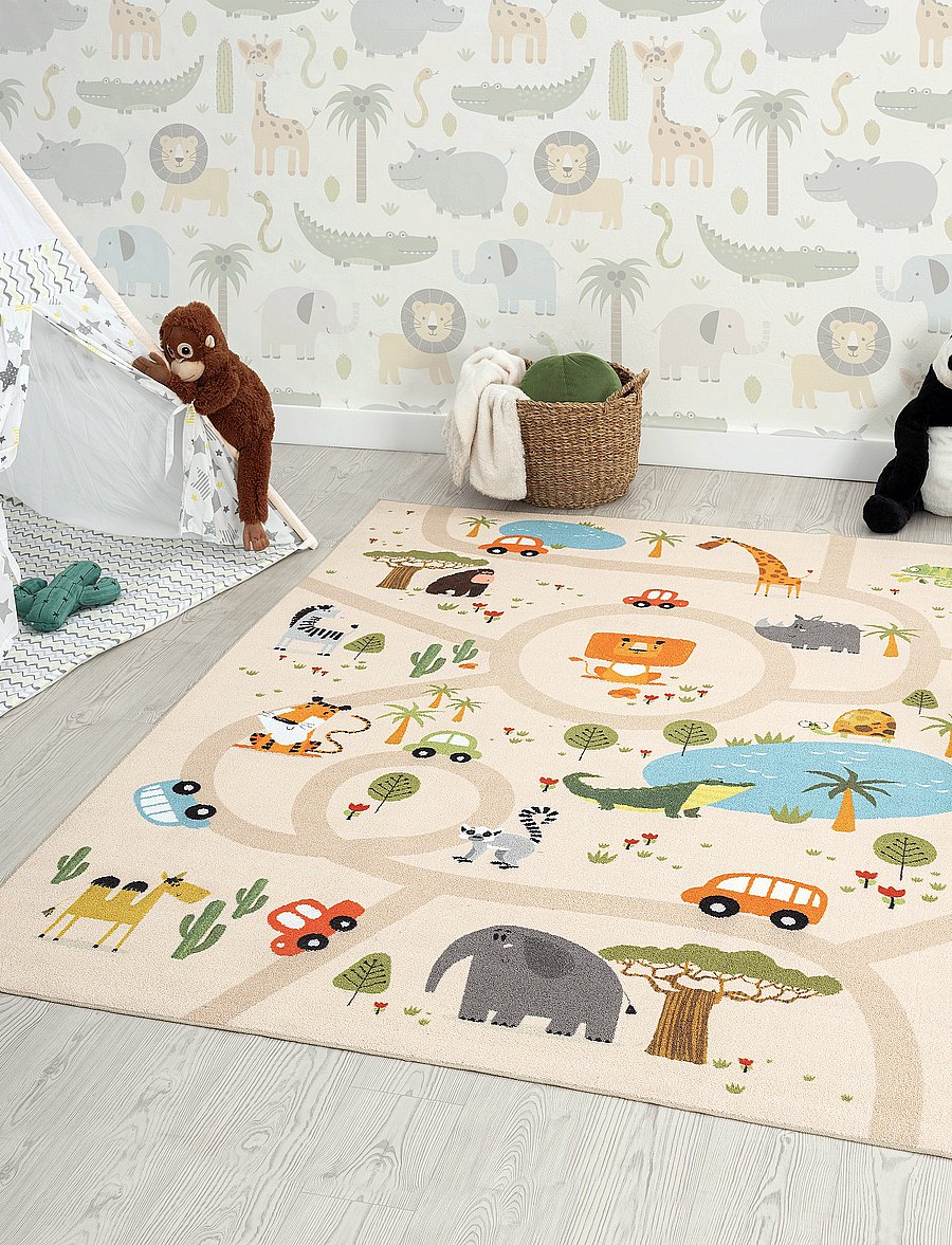 KM Home - Play Animals - rechteckig teppiche - linen - 0