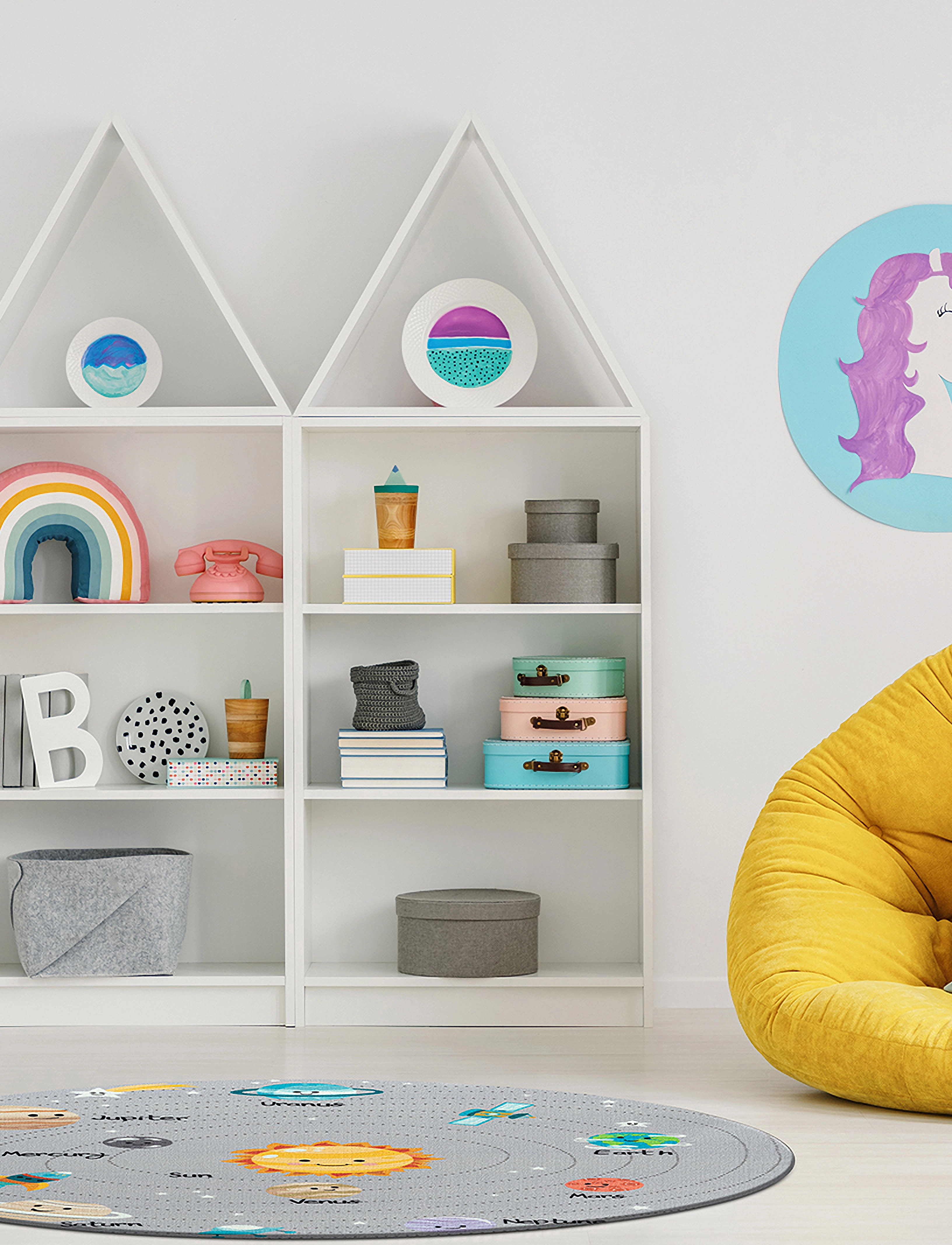 KM Home Play Space, 120X120 cm ROUND, Grey, Tæpper Og Plaider > Runde Tæpper, Børn