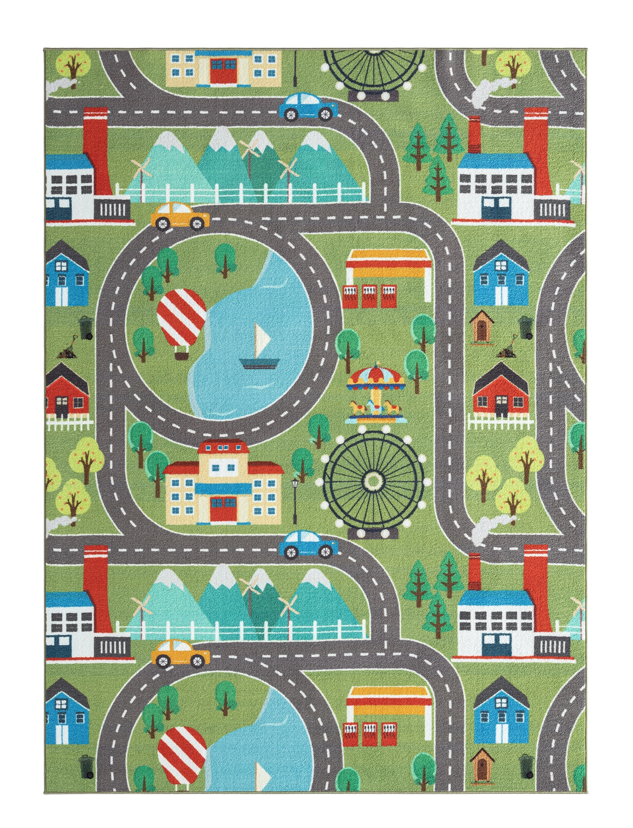 KM Home Play Road, Firkantet tæppe, Multi/mønstret, Str: 120X160CM