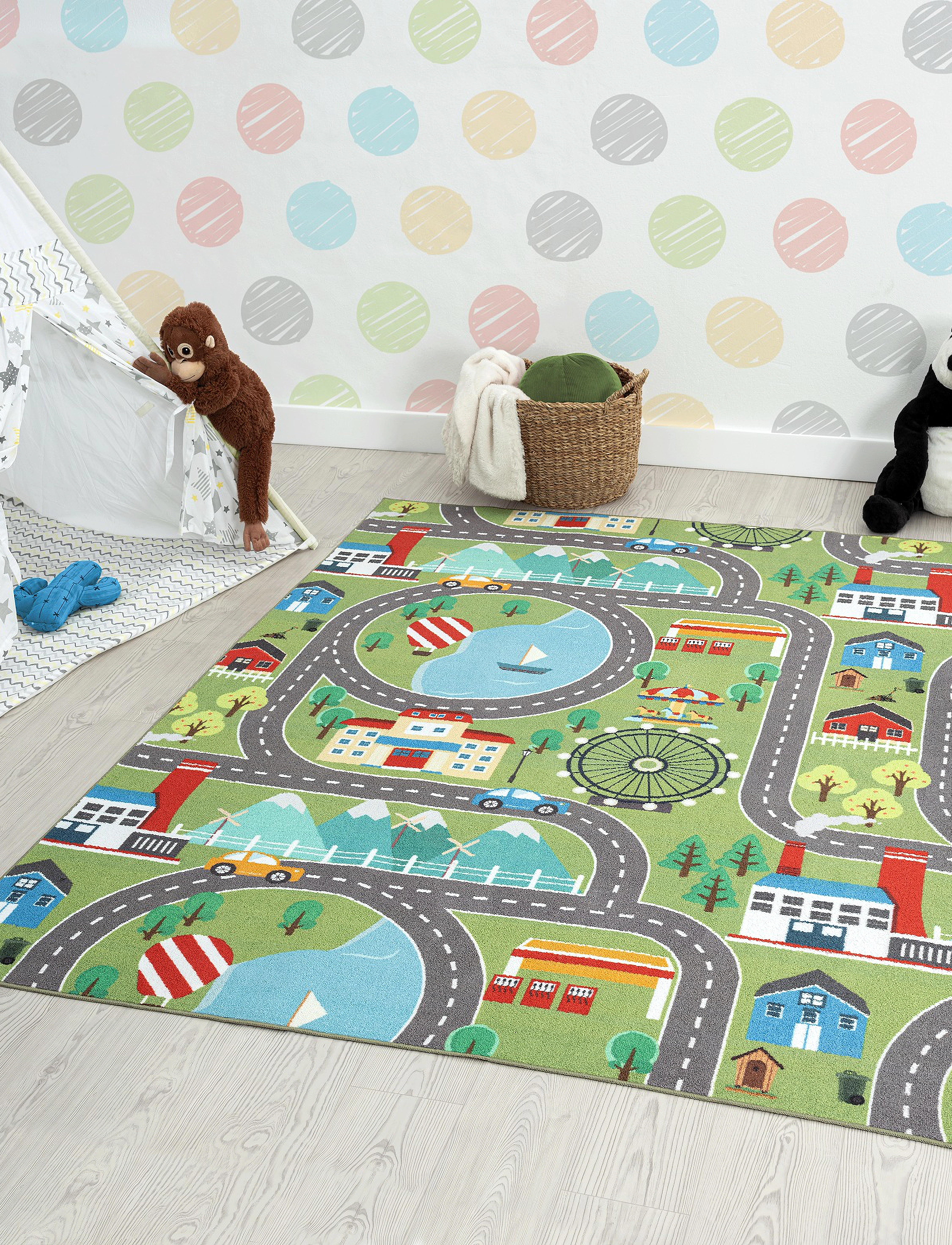 KM Home Play Road, 120X160 cm, Multi/patterned, Tæpper Og Gulvtæpper > Rektangulære Tæpper, Børn