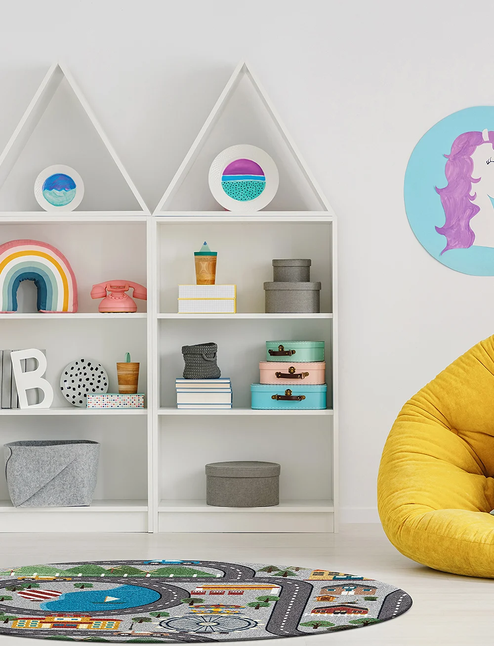 KM Home - Play Road - runde teppiche - grey - 0