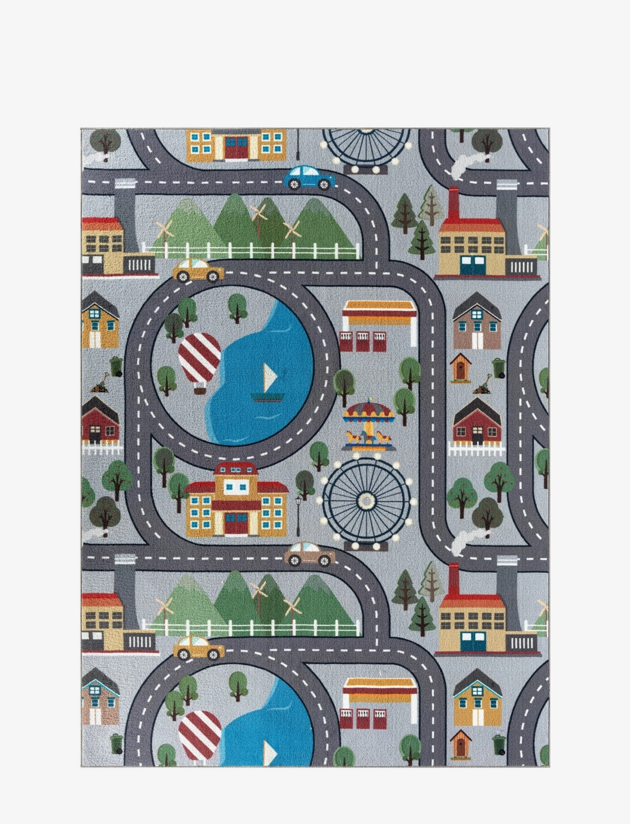 KM Home Play Road, Firkantet tæppe, Multi/mønstret, Str: 120X160CM