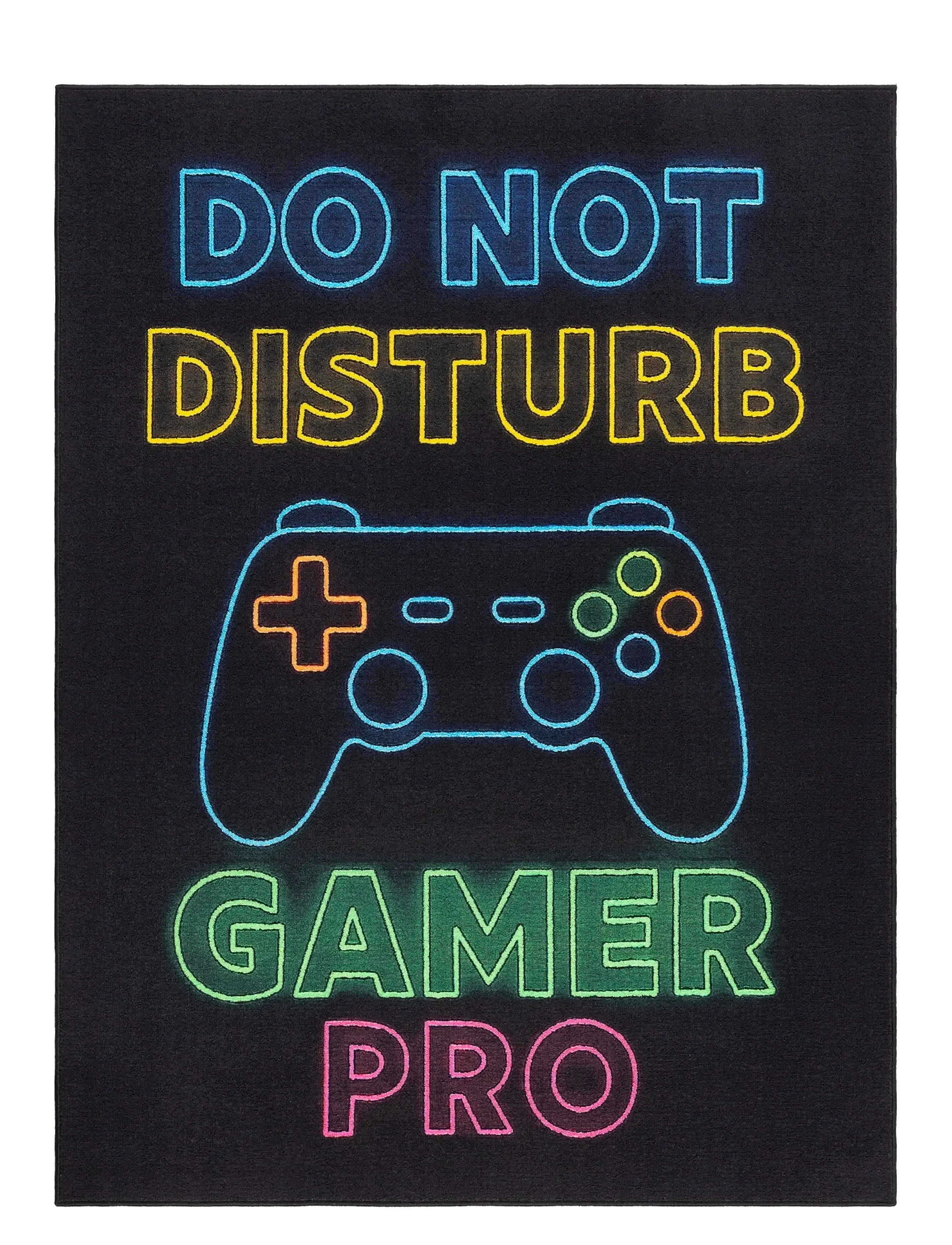 KM Home Play Gamer, Firkantet tæppe, Sort, Str: 120X160CM
