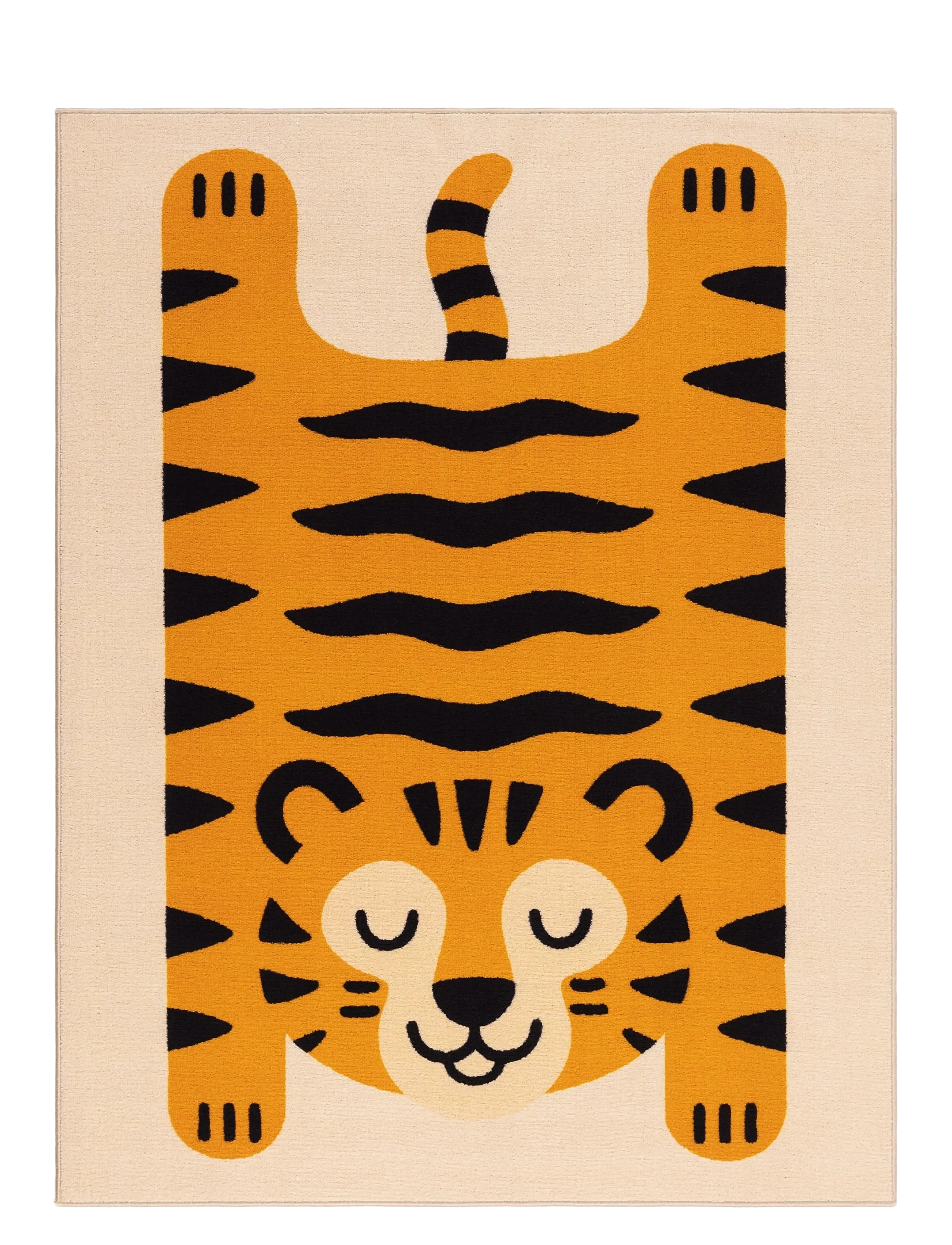 KM Home Play Tiger, Firkantet tæppe, Orange, Str: 120X160CM
