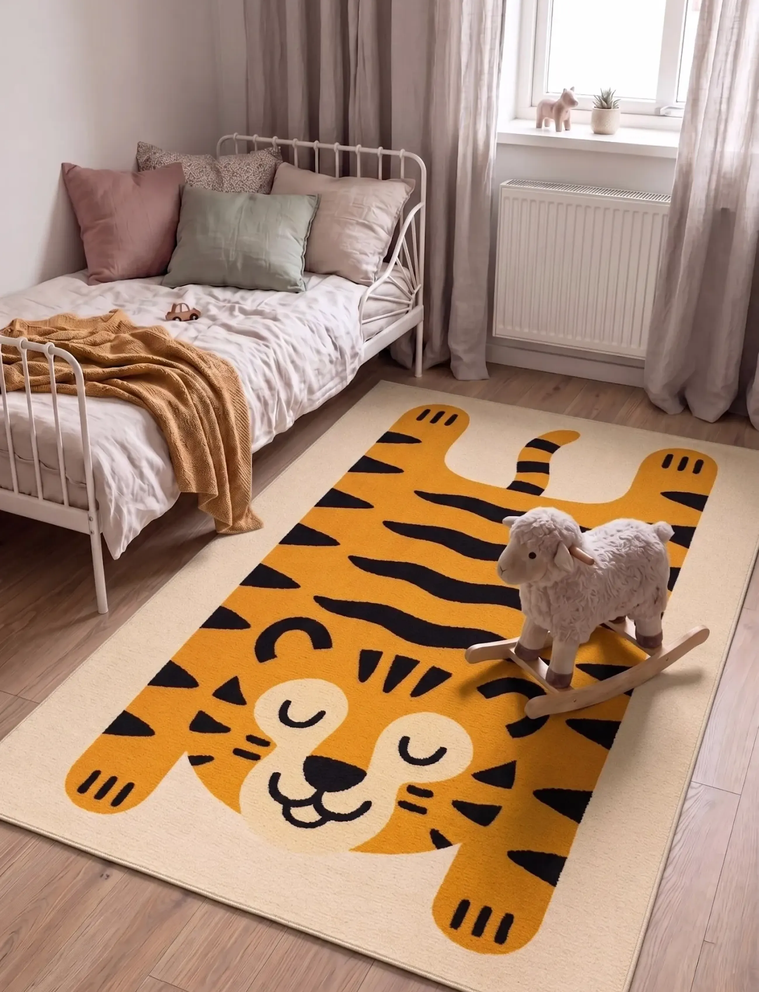 KM Home Play Tiger, 140X200 cm, Orange, Tæpper Og Gulvtæpper > Rektangulære Tæpper, Børn