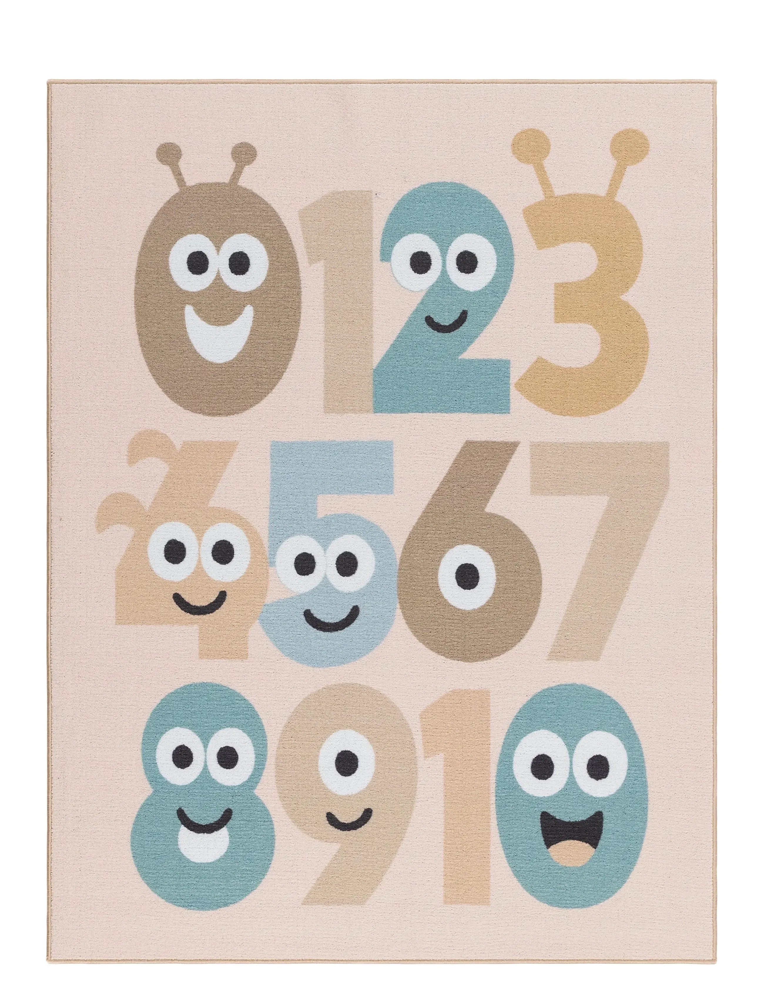 KM Home Play Numbers, Firkantet tæppe, Beige, Str: 120X160CM