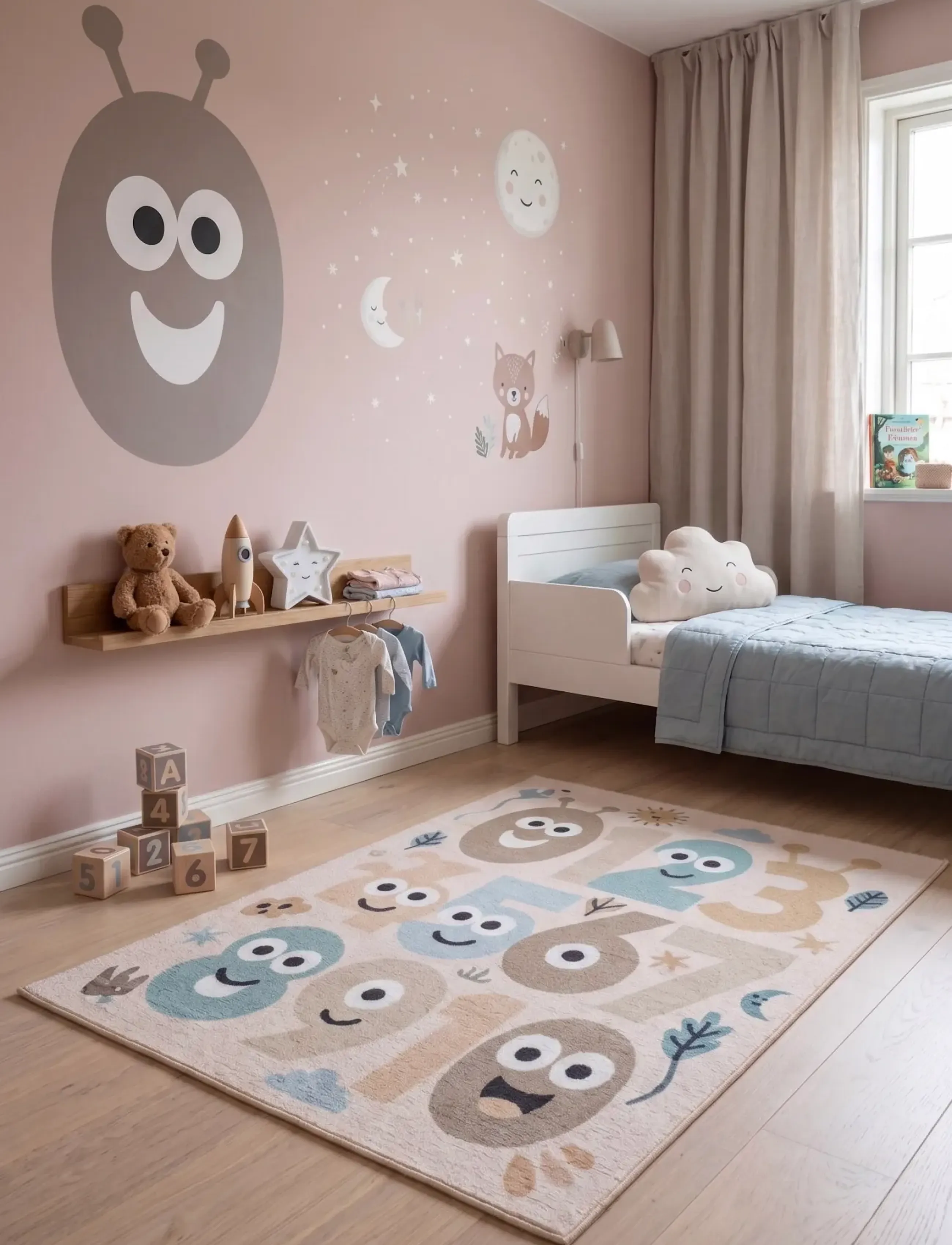 KM Home Play Numbers, 120X160 cm, Beige, Tæpper Og Gulvtæpper > Rektangulære Tæpper, Børn