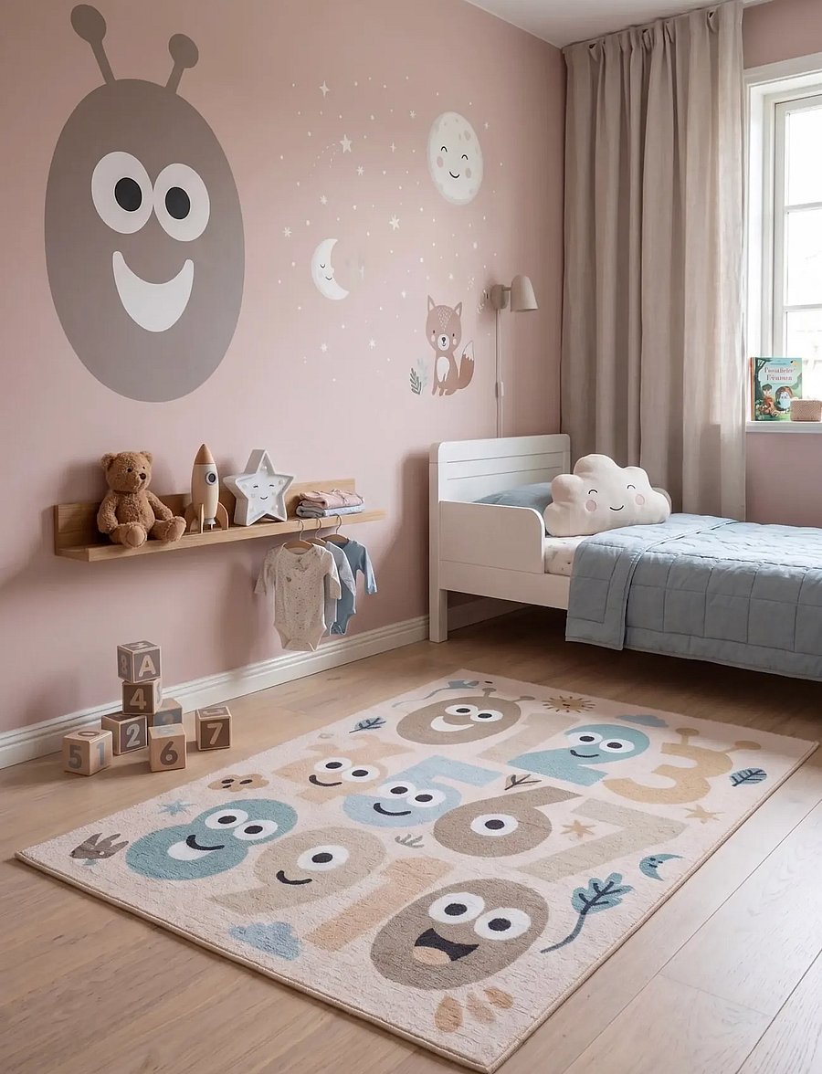 KM Home - Play Numbers - rektangulära mattor - linen - 0