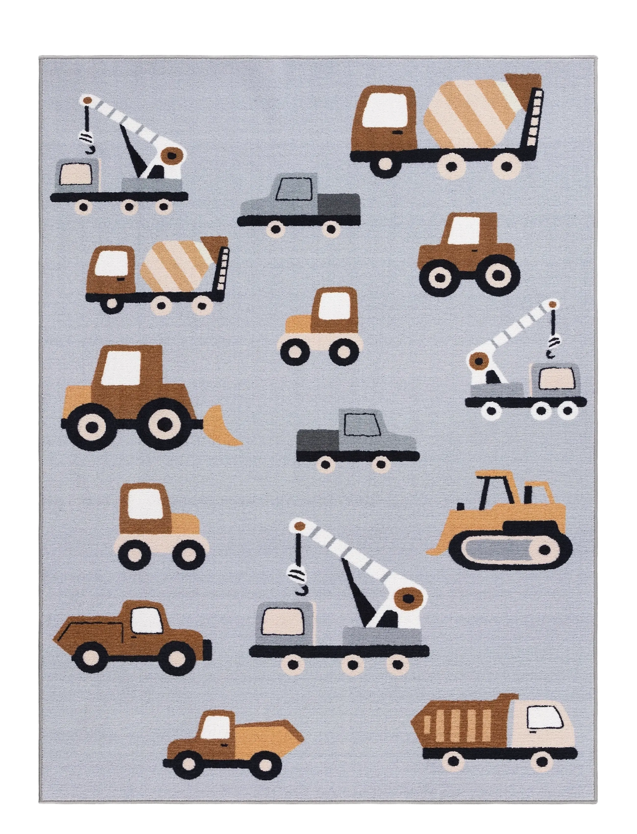 KM Home Play Wheels, Firkantet tæppe, Grå, Str: 140X200CM
