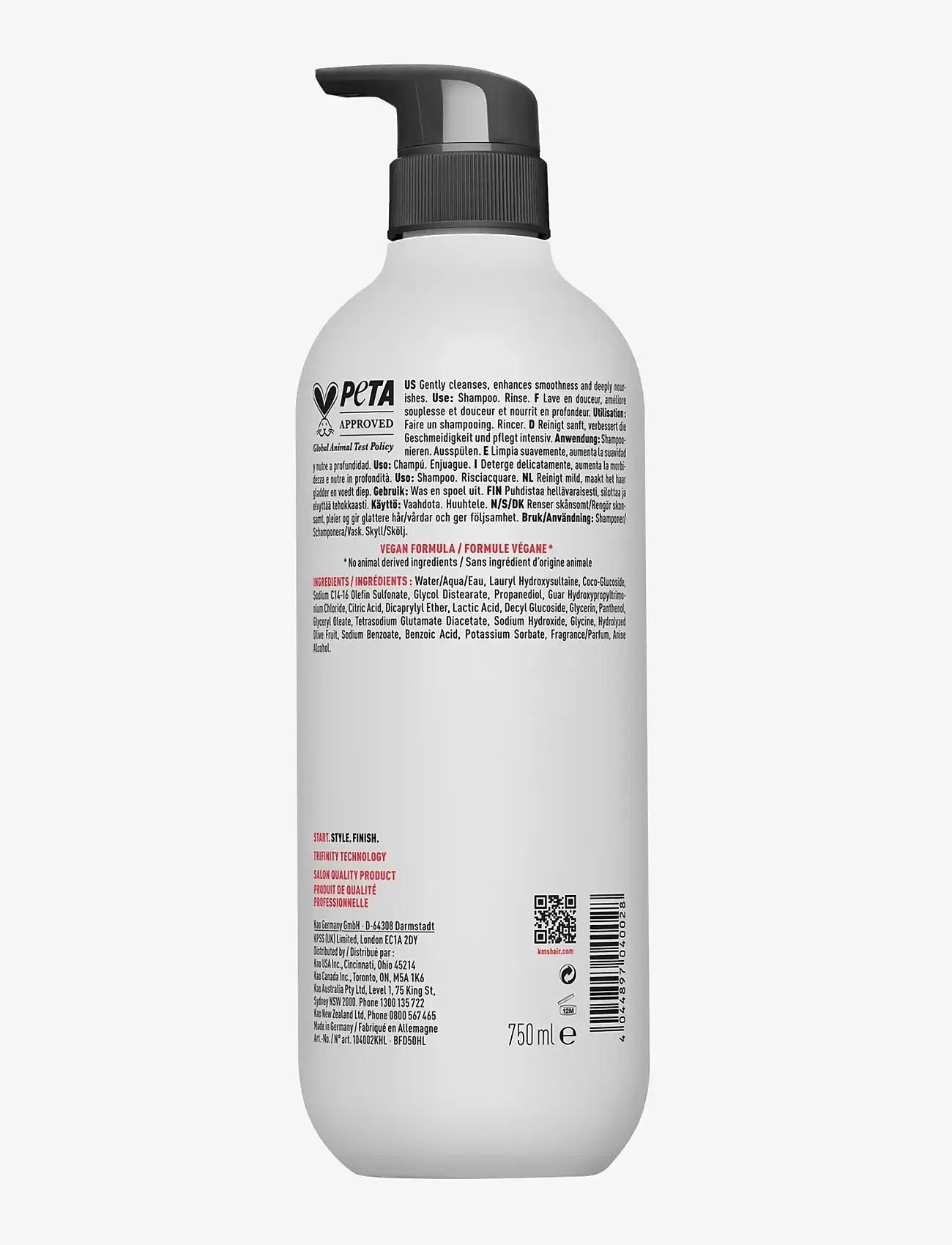 KMS Hair - ALL SMOOTH  Shampoo 750ml - hårpleje - clear - 1