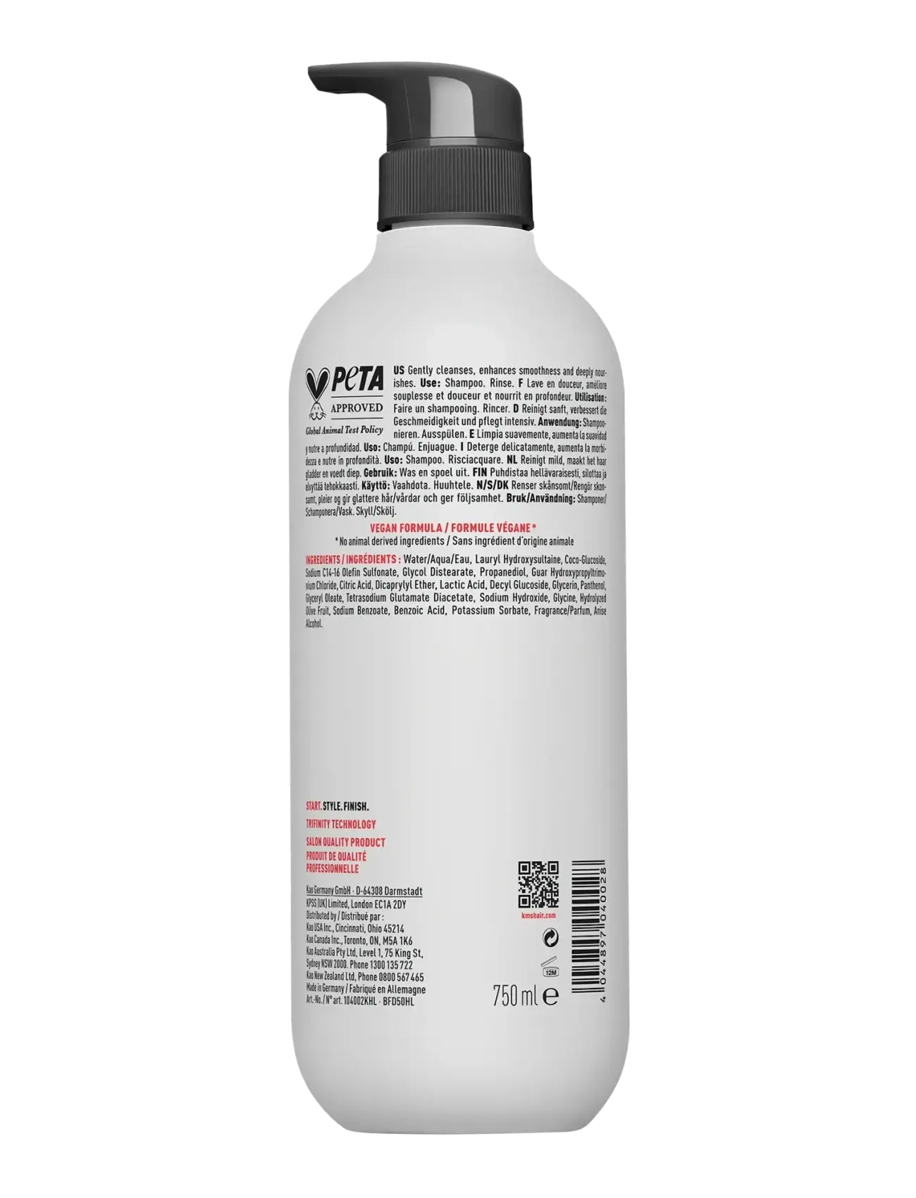 KMS Hair - ALL SMOOTH  Shampoo 750ml - hårpleje - clear - 1