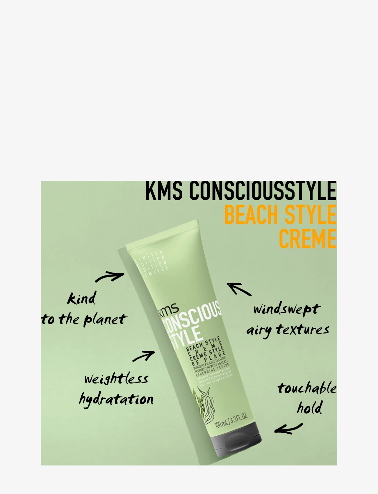 KMS Hair - KMS ConciousStyle Beach Style Creme 100ml - cream - clear - 1