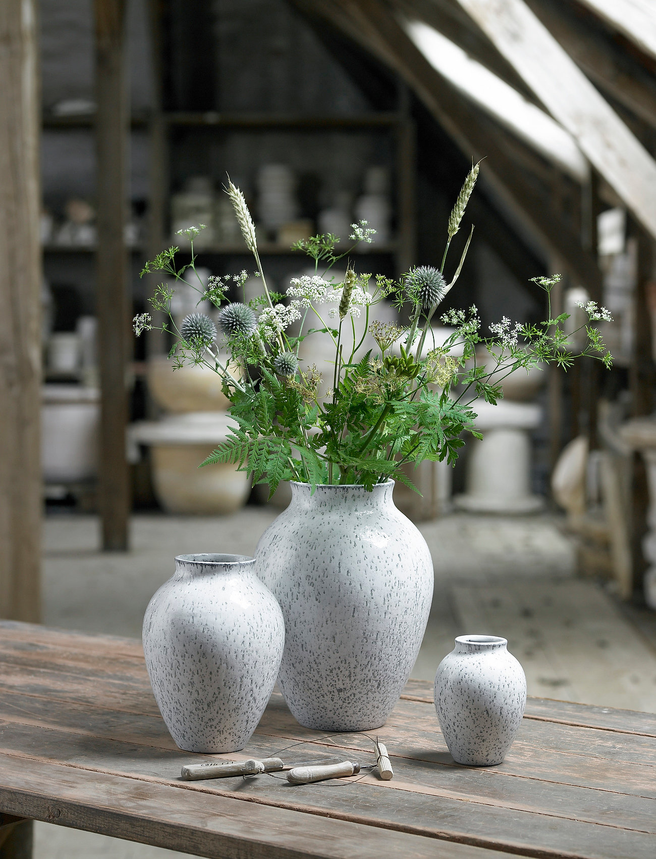 Knabstrup Keramik - Knabstrup Vase - pienet maljakot - white/grey - 1