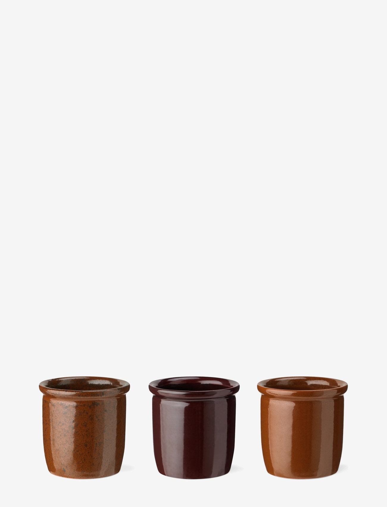 Knabstrup Keramik - Pickle jar, 3-pack - kitchen jars - light brown, brown, bordeaux - 0