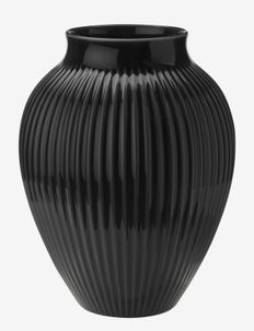 Knabstrup vas H 27 cm ripple black, Knabstrup Keramik
