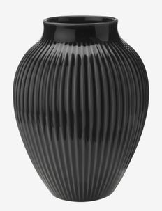 Knabstrup vas H 20 cm ripple black, Knabstrup Keramik