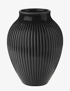 Knabstrup vas H 12.5 cm ripple black, Knabstrup Keramik
