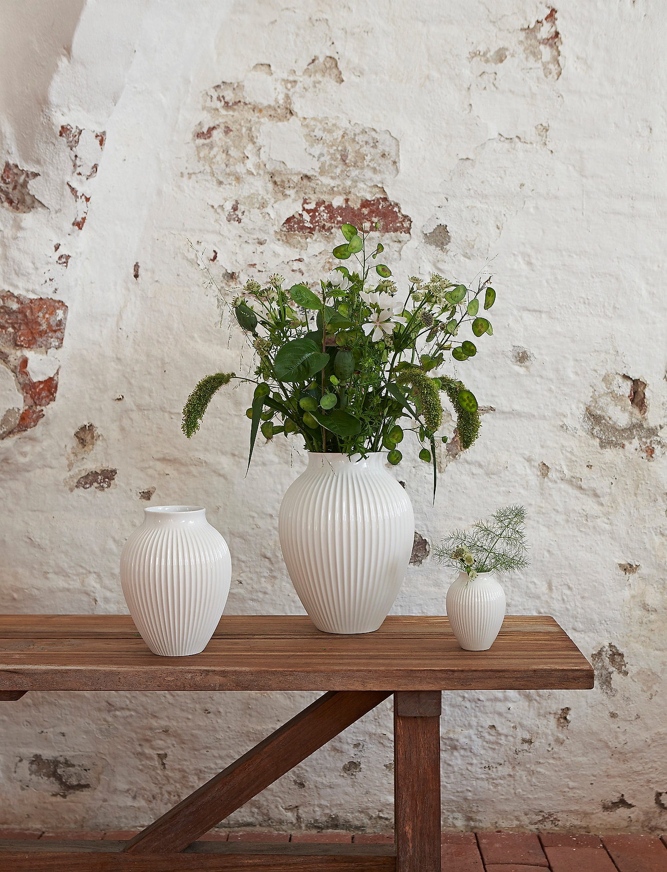 Knabstrup Keramik - Knabstrup Vase, riller - store vaser - white - 1