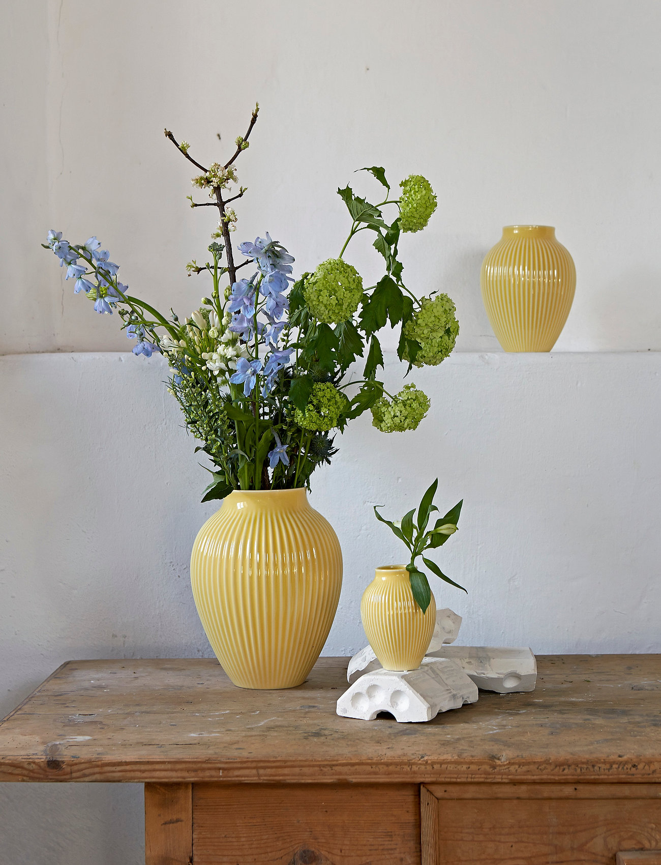 Knabstrup Keramik Knabstrup Vase, Riller, H27 cm, Yellow, Dekoration > Vaser, Unisex