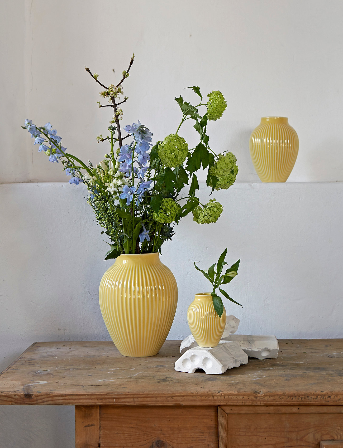 Knabstrup Keramik - Knabstrup Vase, grooves - isot maljakot - yellow - 1