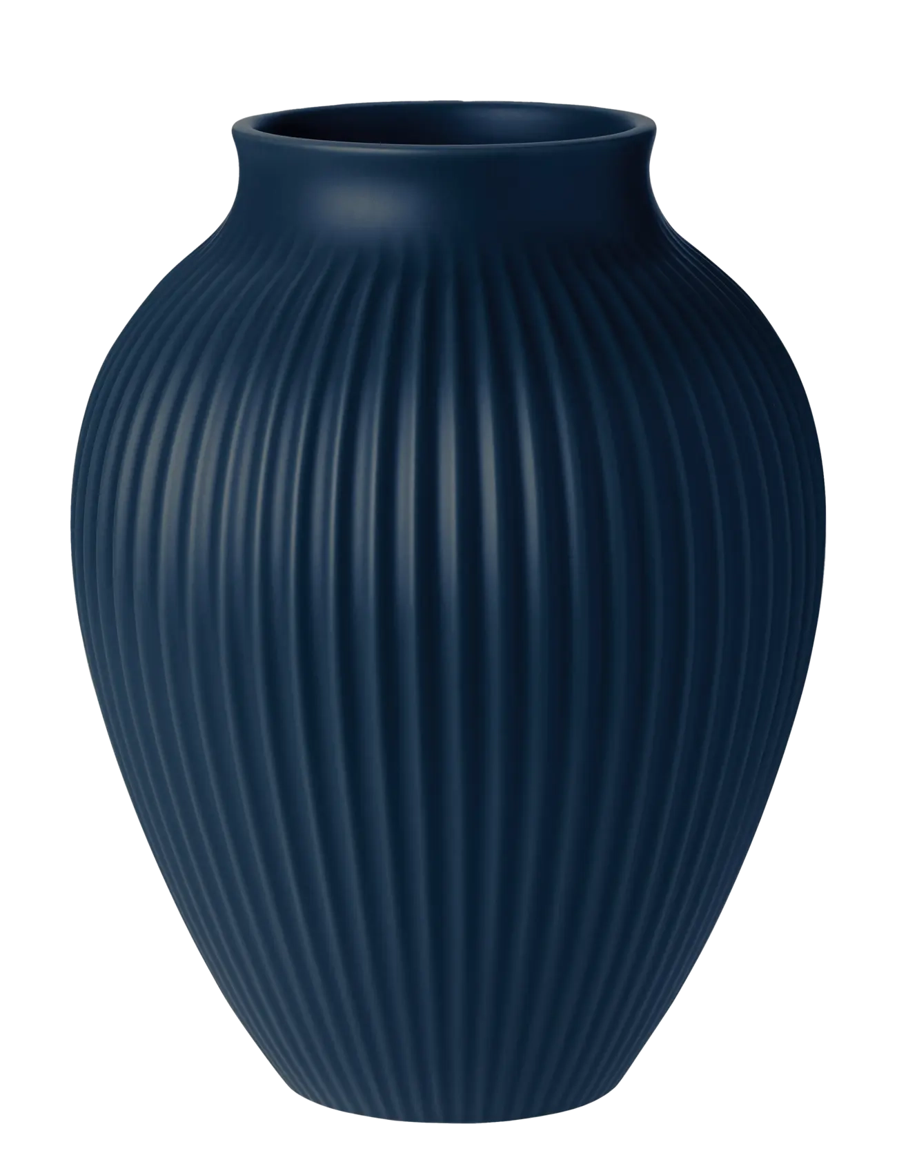 Knabstrup Keramik Knabstrup vas H 27 cm ripple mat dark blue - Inredning - RIPPLE MAT DARK BLUE / navy