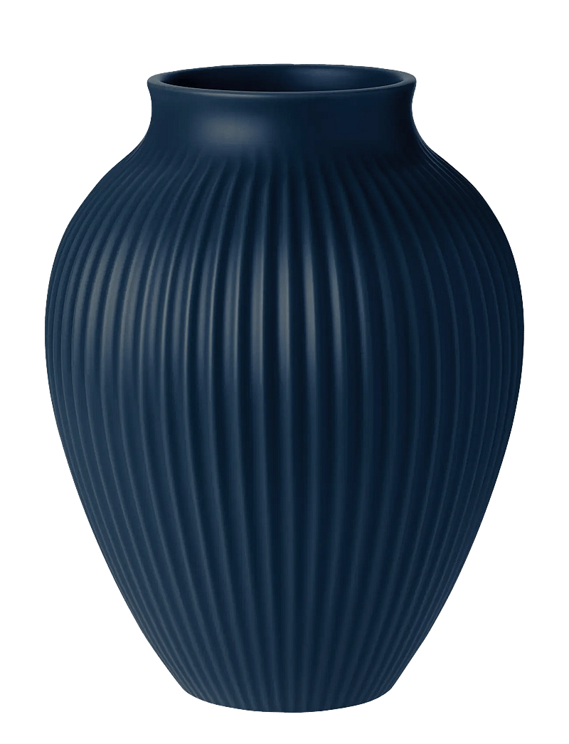Knabstrup Keramik - Knabstrup vase H 27 cm ripple mat dark blue - vasen - ripple mat dark blue - 1
