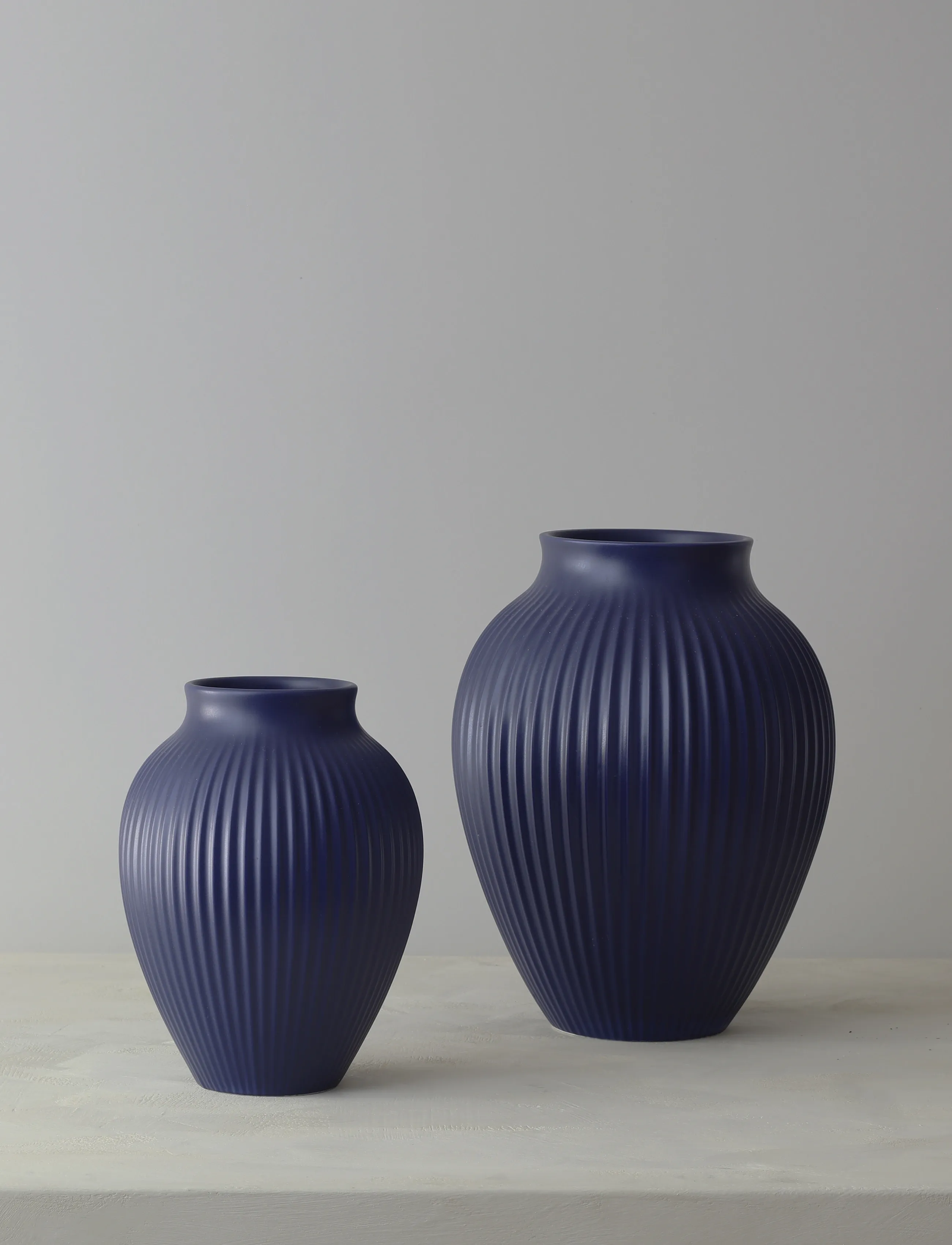 Knabstrup Keramik Knabstrup Vase H 27 cm Ripple Mat Dark Blue, 27 cm, Navy, Vases > Other Vases, Unisex