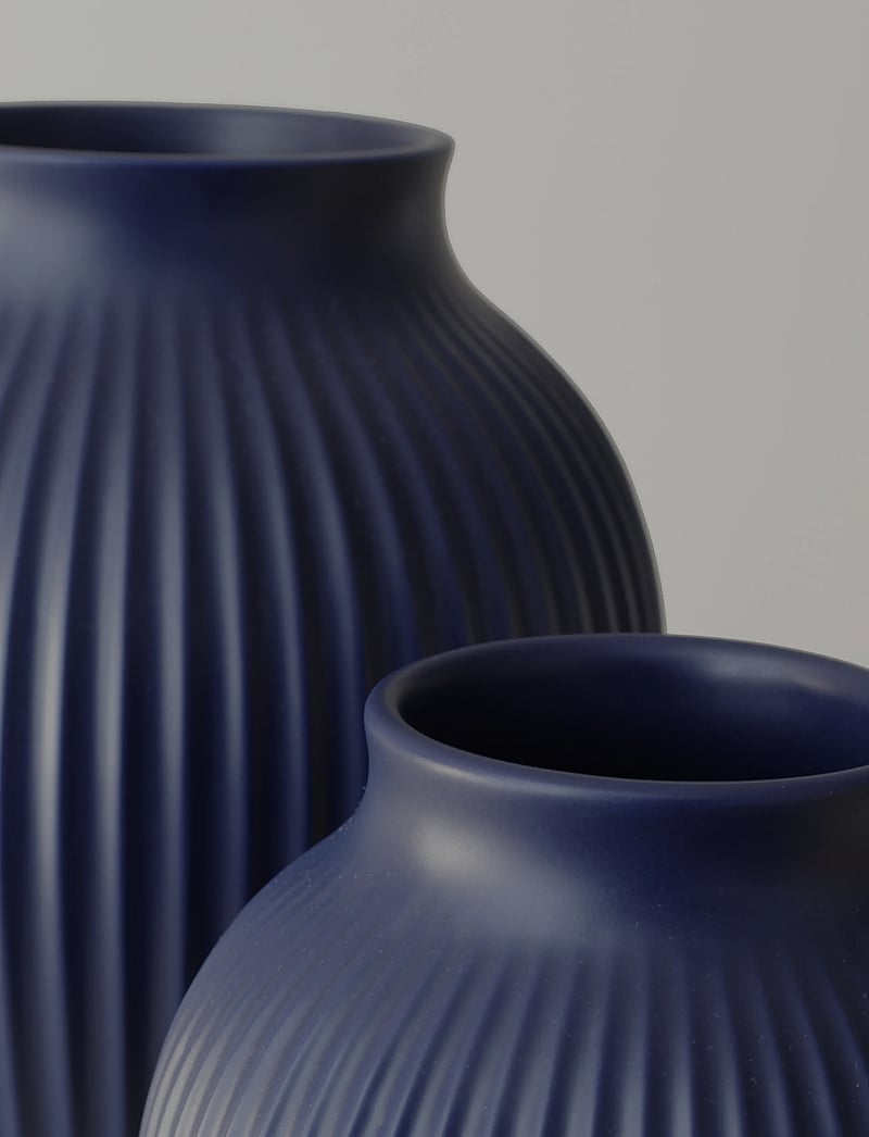 Knabstrup Keramik - Knabstrup vase H 27 cm ripple mat dark blue - vasen - ripple mat dark blue - 2