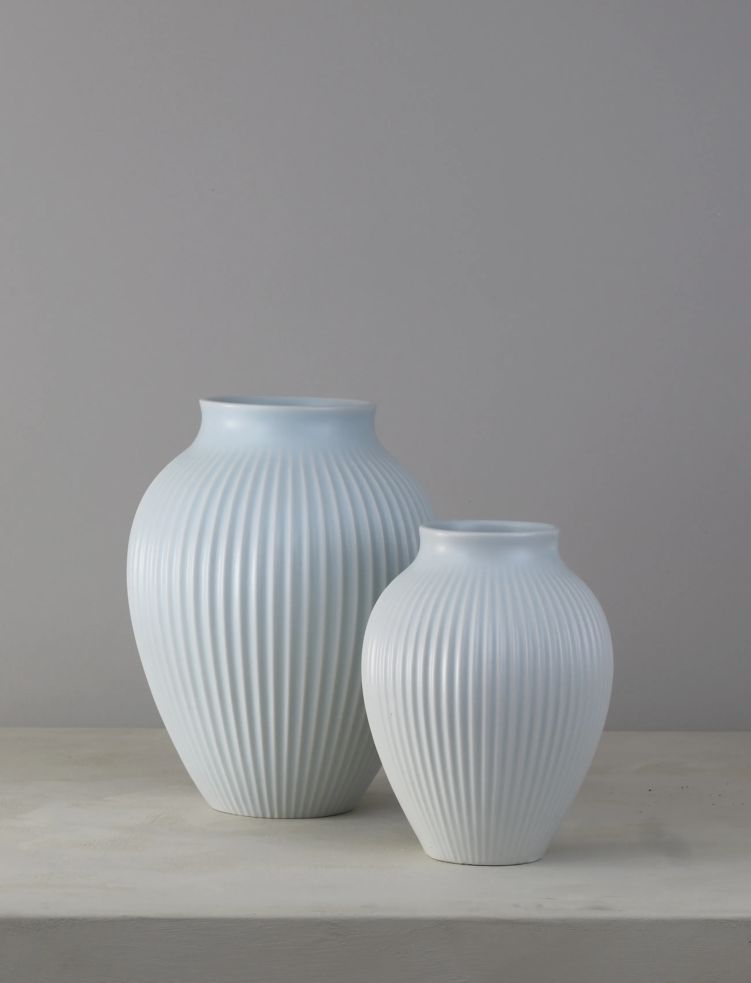 Knabstrup Keramik Knabstrup Vase H 27 cm Ripple Mat Ice Blue, 27 cm, Blue, Vases > Other Vases, Unisex