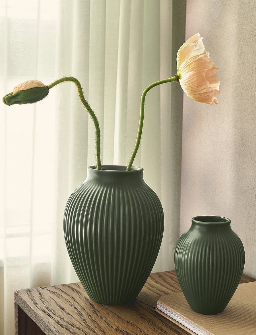 Knabstrup Keramik - Knabstrup Keramik Knabstrup vase H 20 cm ripple mat celadon green - vaasid - ripple mat celadon green - 0