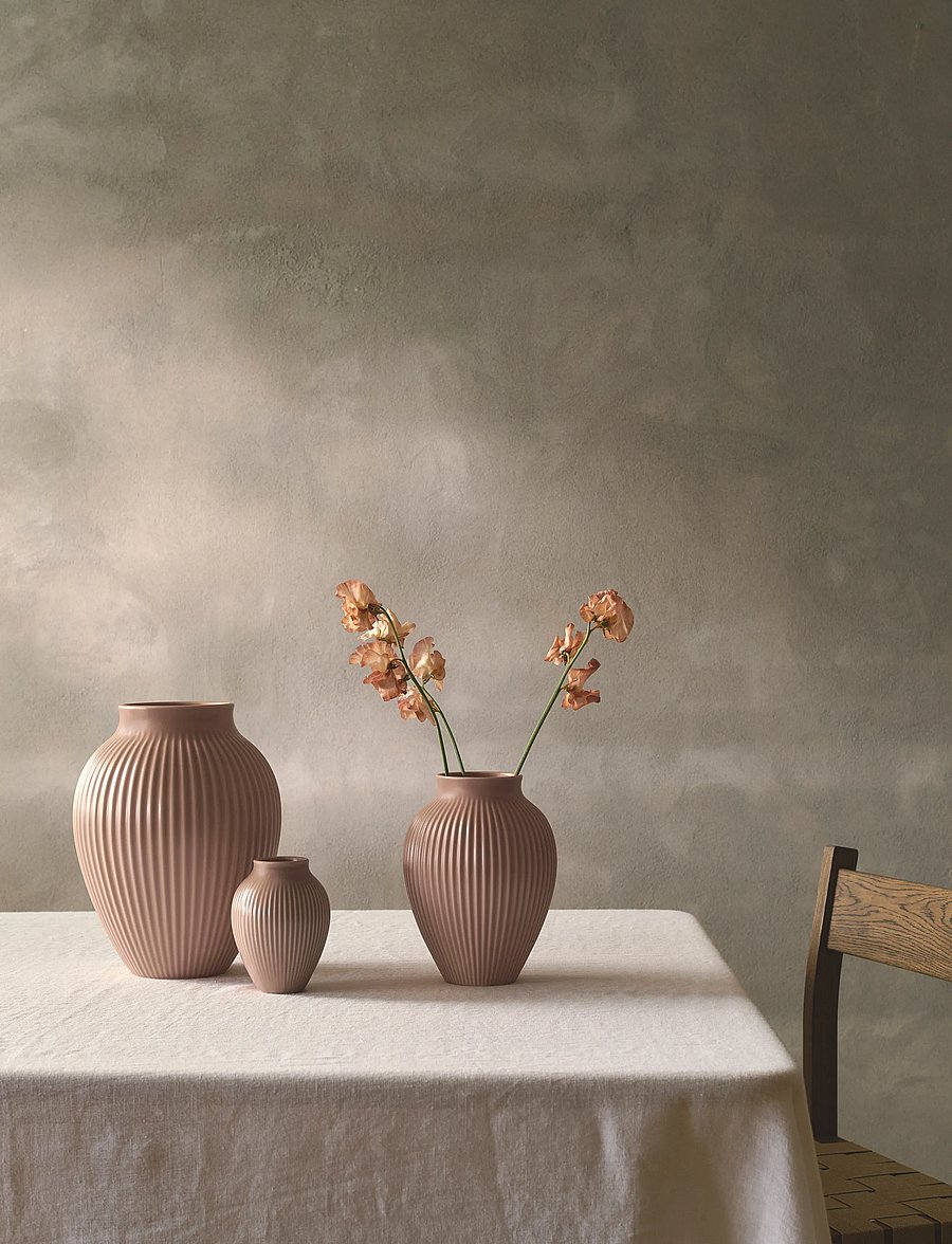 Knabstrup Keramik - Knabstrup Keramik Knabstrup vase H 20 cm ripple mat dusty rose - vasen - ripple mat dusty rose - 0