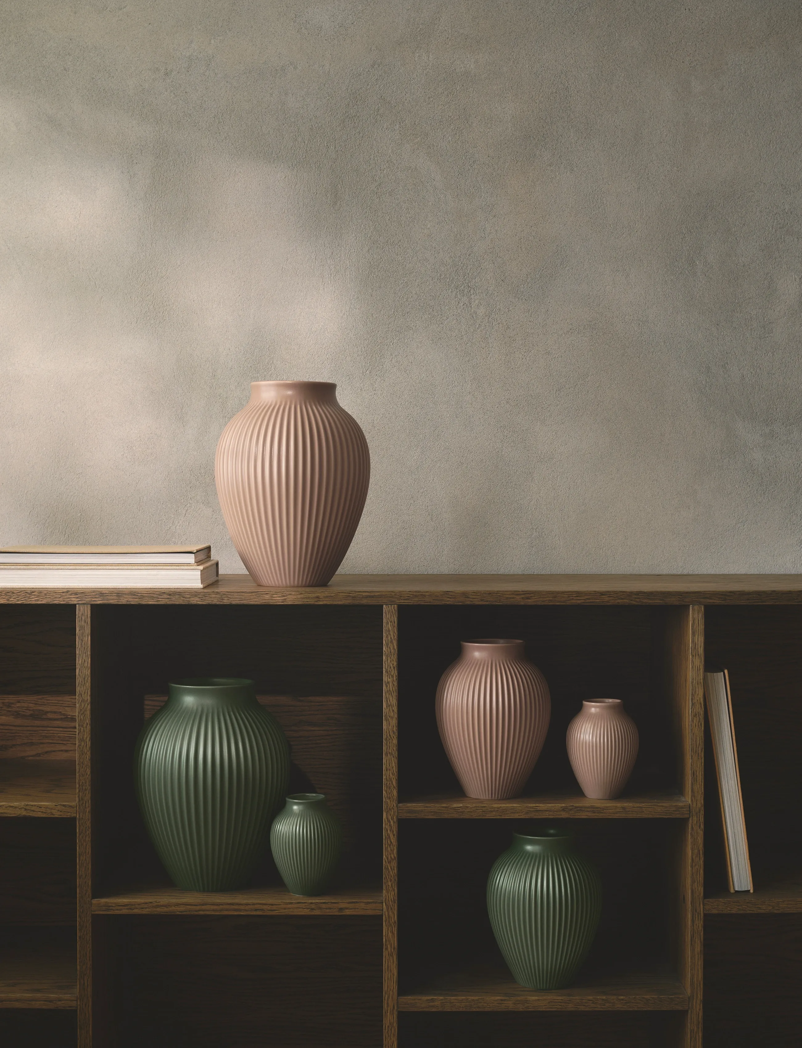 Knabstrup Keramik - Knabstrup vase H 20 cm ripple mat dusty rose - vaser - ripple mat dusty rose - 3
