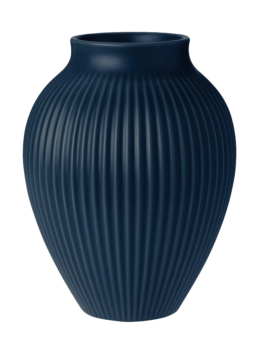 Knabstrup Keramik - Knabstrup vase H 20 cm ripple mat dark blue - vaasid - ripple mat dark blue - 1