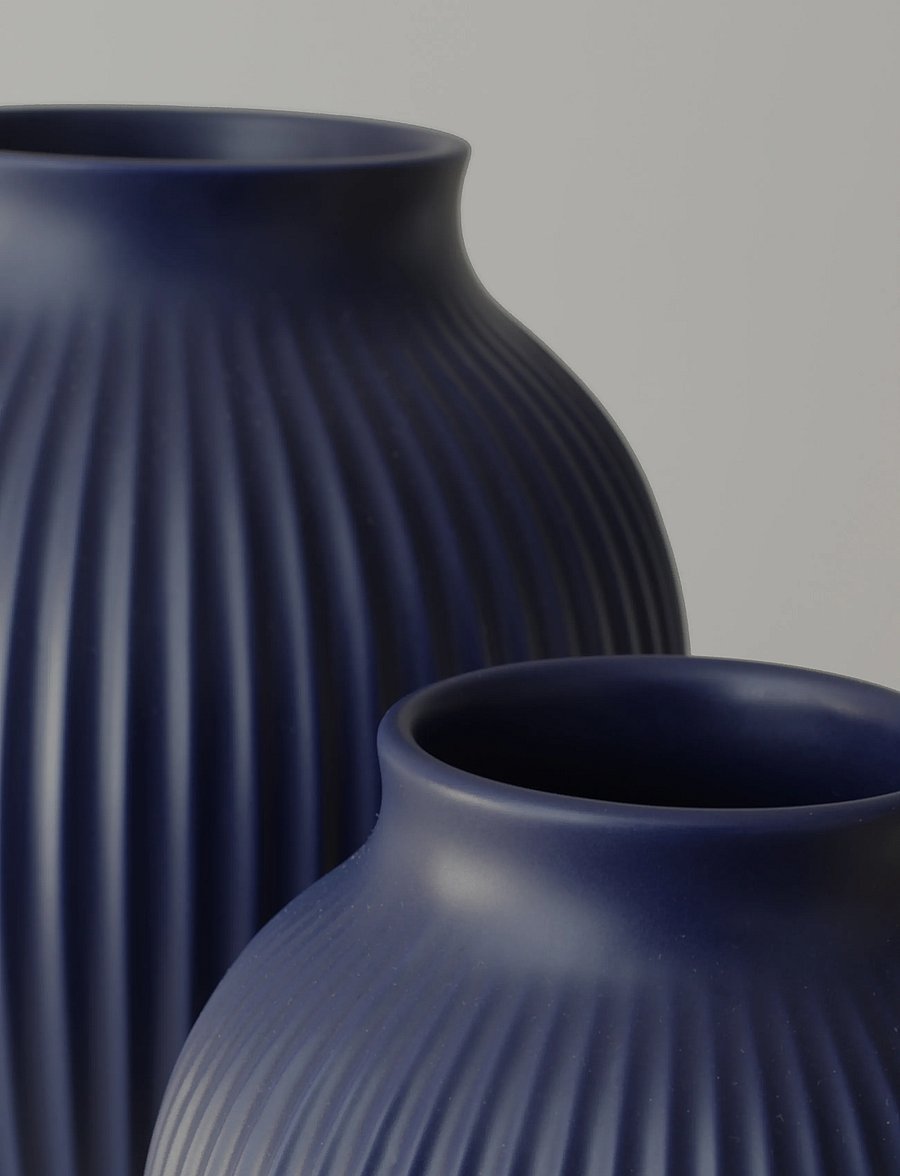 Knabstrup Keramik - Knabstrup vase H 20 cm ripple mat dark blue - vaasid - ripple mat dark blue - 2