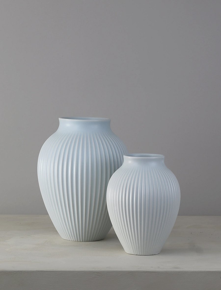 Knabstrup Keramik - Knabstrup vase H 20 cm ripple mat ice blue - vaasid - ripple mat ice blue - 0