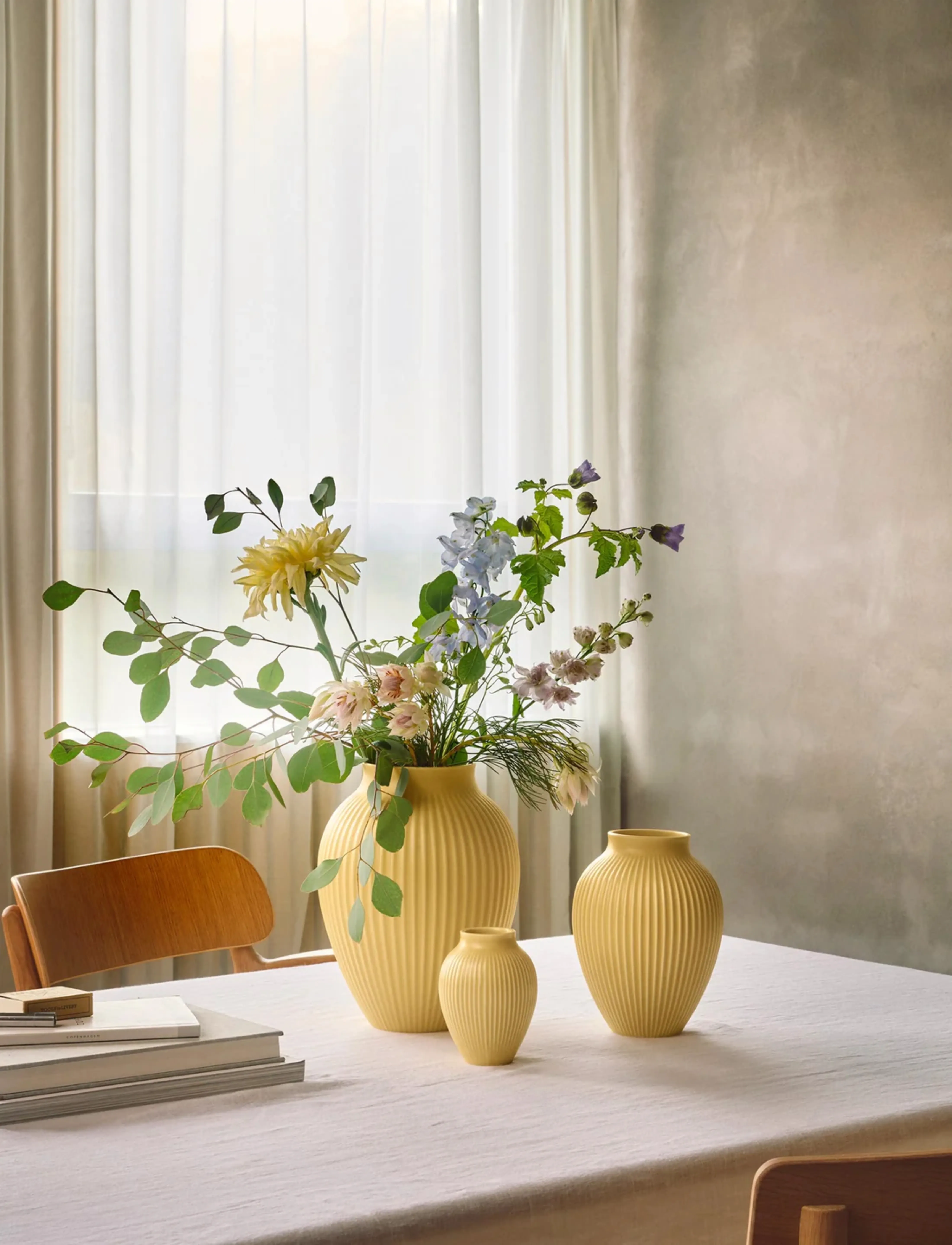 Knabstrup Keramik Knabstrup Vase H 12.5 cm Yellow, 12.5 cm, Yellow, Vaser > Cylindervaser, Unisex