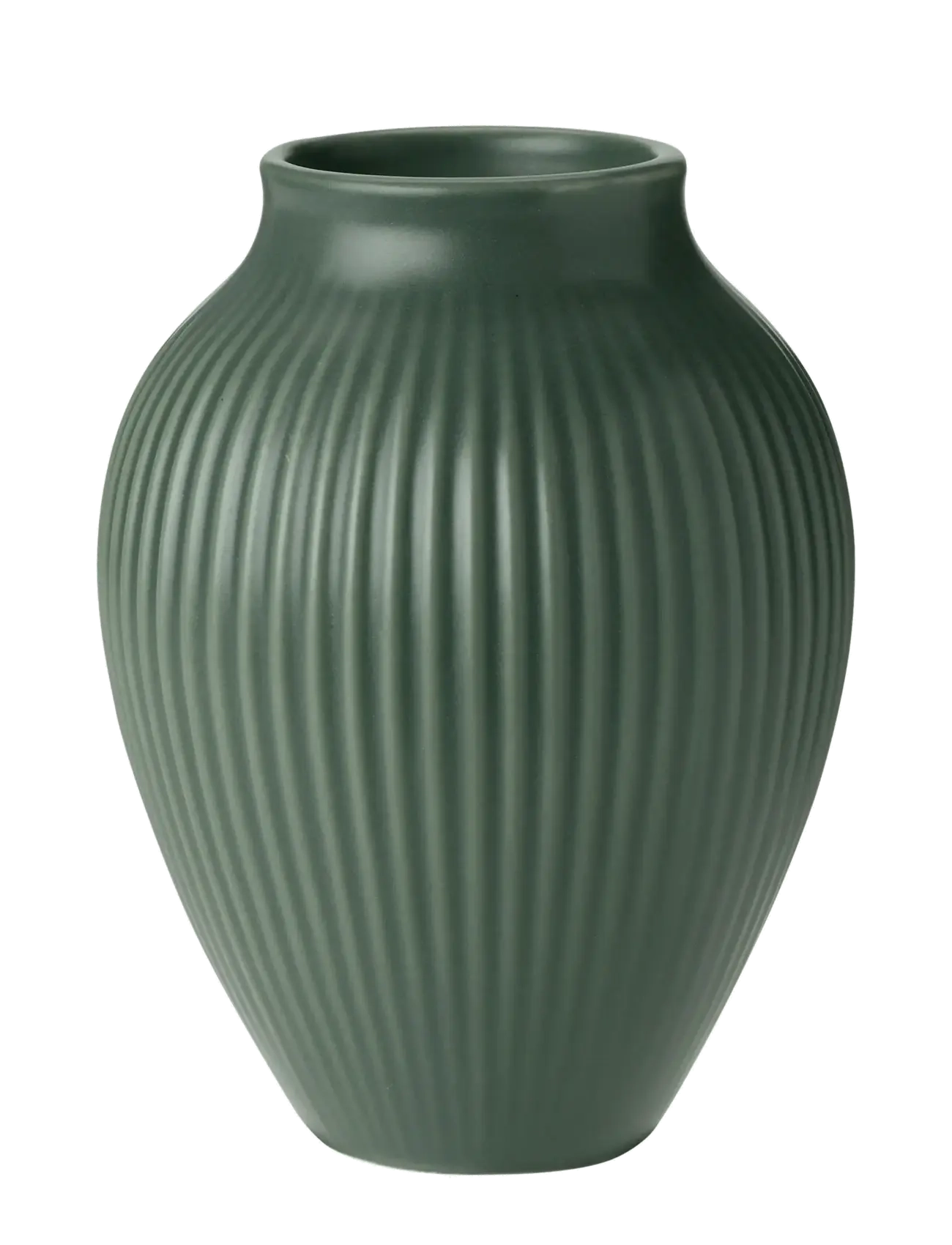 Knabstrup Keramik Knabstrup vase H 12.5 cm ripple mat celadon green - RIPPLE MAT CELADON GREEN