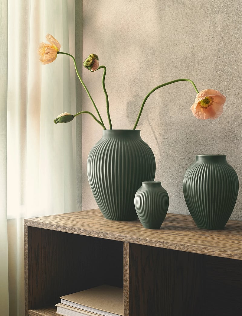 Knabstrup Keramik - Knabstrup Keramik Knabstrup vase H 12.5 cm ripple mat celadon green - madalaimad hinnad - ripple mat celadon green - 1