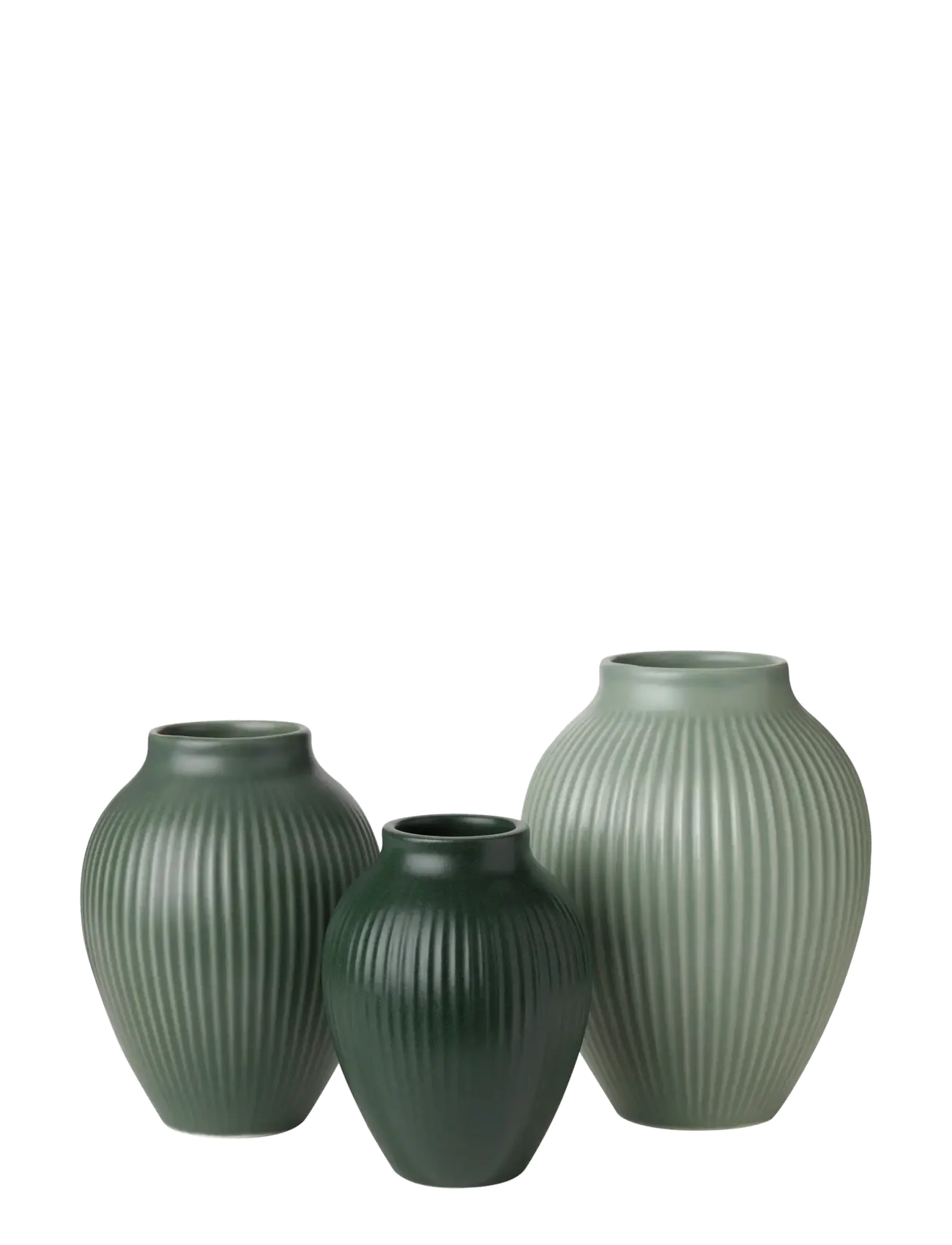 Knabstrup Keramik Knabstrup Keramik Knabstrup mini vase 3 Pcs ripple mat misty green, celadon green, dark green - Vaasid - RIPPLE MAT MISTY GREEN, CELADON GREEN, DARK GREEN / green